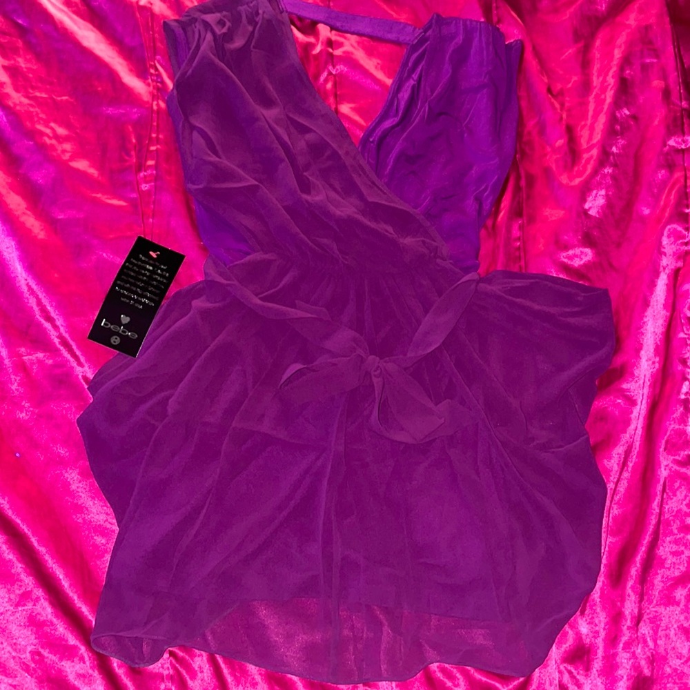 NWT Bebe Purple Chiffon Dress 💜✨ - Picture 3 of 3